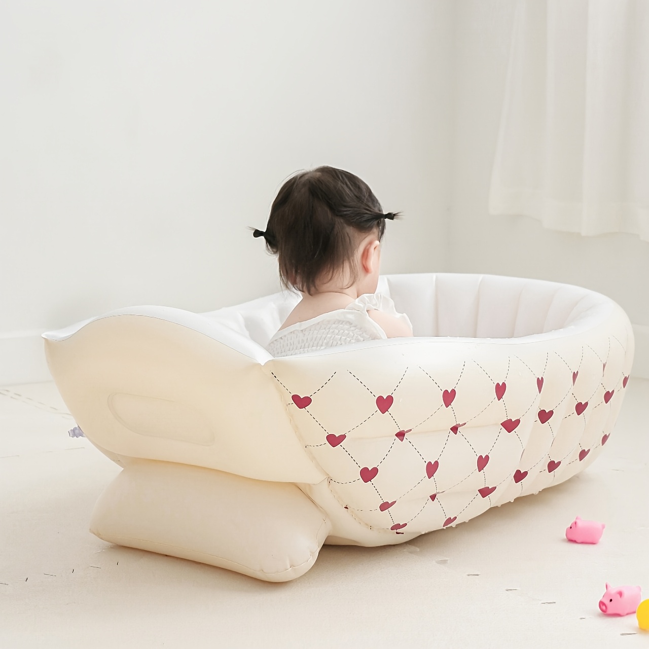 Nordic-style Inflatable Bath Basin for Newborns and Babies, Inflatable Bath Basin for Infants and Toddlers, Portable Bath Basin for Going Out, Play Pool
