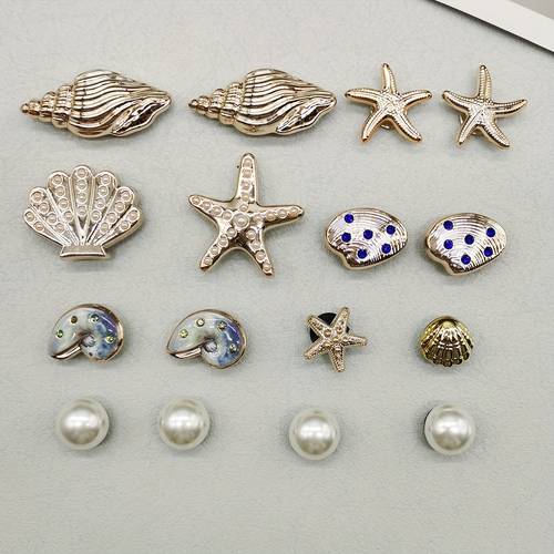 16pcs resin nautical style shoe charms decorations bling conch shoes diy ornaments artificial bead shell shoe accessories mutlifunctional shoe clips women sandals slides slippers decor birthday party gifts