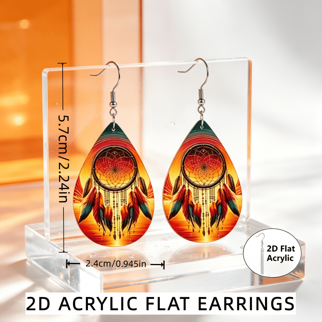 Women's Sunset Teardrop Acrylic Dangle Earrings