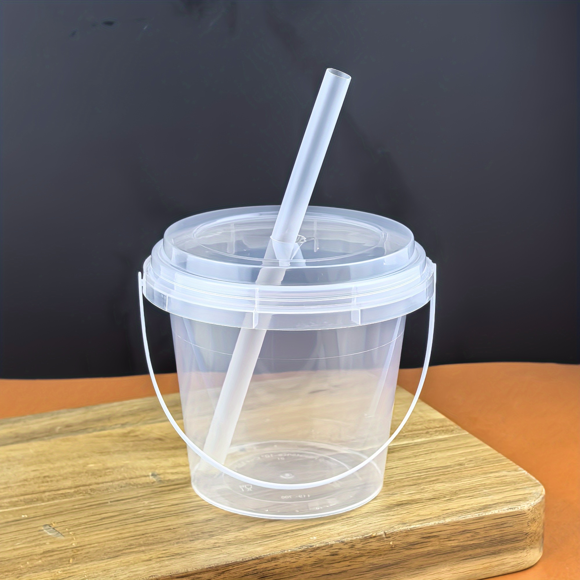 10pcs 700ml reusable plastic cups with lids straws bpa free leakproof portable beverage buckets for juice iced drinks ideal for summer   outdoor activities sports more high quality recyclable material details 2