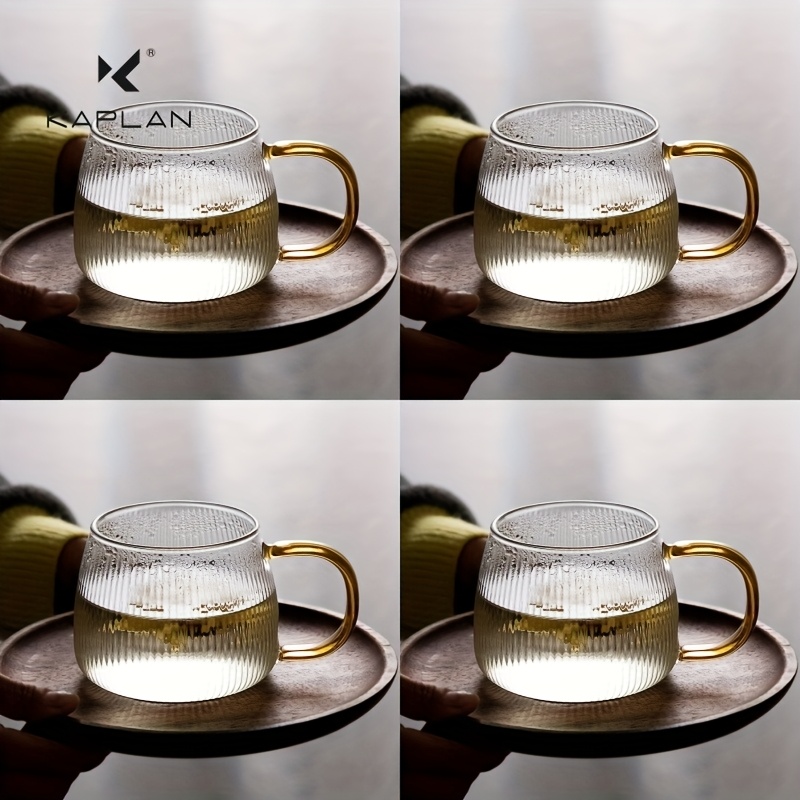 

4pcs Set 15.22oz Glass Tea Cups With Handles, Heat-resistant Coffee Mugs For Juice, Milk, Tea - Ideal For Use, Winter Drinkware, Perfect Christmas Gift