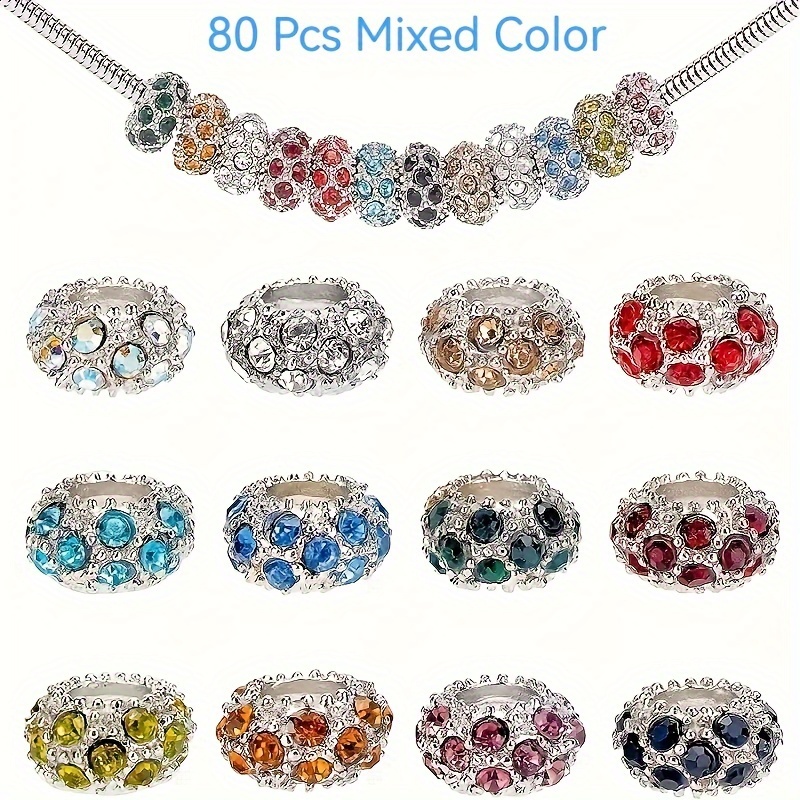 

80pcs Large Hole Beads With Mixed Color Water Drill, 11*6mm Diameter 5mm Aperture, Suitable For Bracelet