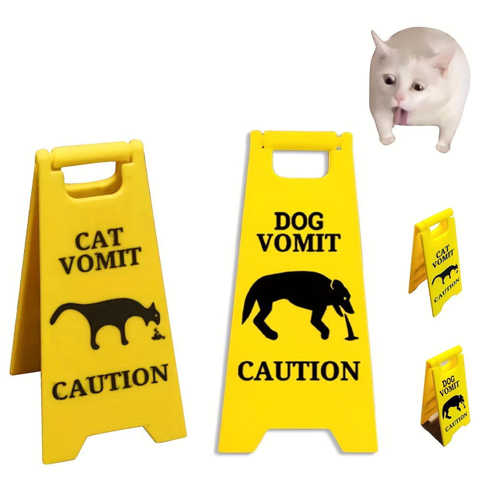 

Funny Cat Warning Sign, Dog Caution Desk Decor, Humorous Gag Gift For Pet Owners And Coworkers, Multifunctional Plastic Sign In English