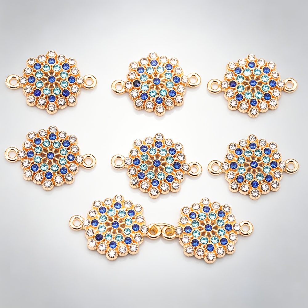 TEMU 8pcs Connecteurs Éclatant en Alliage de , Pendentif Rond de Fleur avec Strass Incrustés, Boucle de Chaîne, Pendentifs d'Addition, Additions de