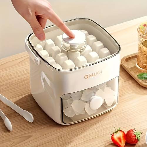 large capacity double layer 48 compartment ice tray with built in storage bin food grade plastic easy for home office outdoor use essential kitchen appliance countertop ice bucket ice trays for freezer party supplies compact freezer organizer sturdy construction home cooks
