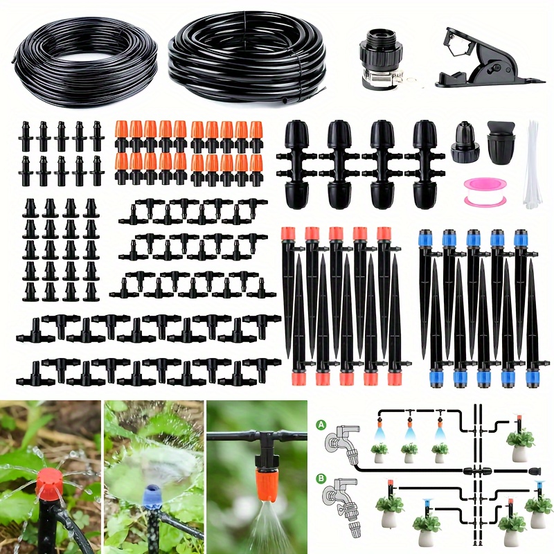 

226ft Automatic Drip Irrigation Kit - Effortless Plant Watering System With Adjustable Nozzles And Patio Misting - Perfect For Thriving Gardens And Greenhouses