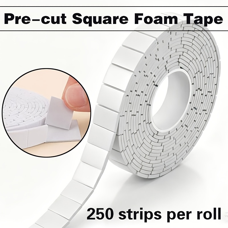 TEMU Ruban mousse prédécoupé double face, 250 bandes par rouleau, carrés de mousse pour la création de cartes, le scrapbooking, les photos, le