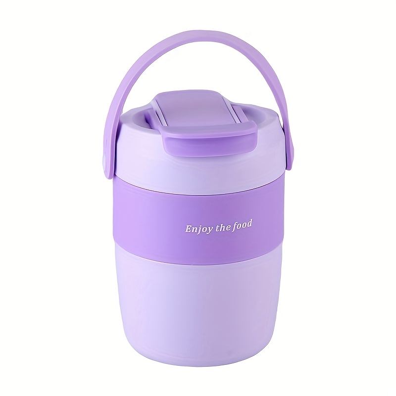 600 ml tragbarer suppenthermos mit löffel - mikrowellengeeignete, versiegelte lunchbox für büro und studenten,   frühstücksbecher für müsli, nudeln, milch (auslaufsicher und 4 farben)