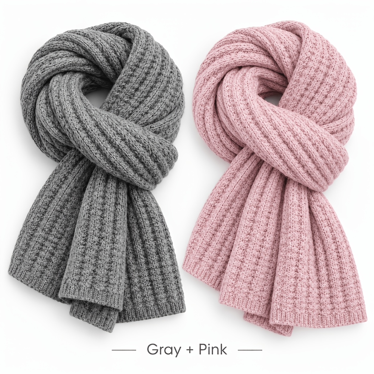 TEMU 2pcs Foulards , Foulards d'hiver et épais, Foulard de cou chaud style coréen, Foulard enveloppant de couleur unie tendance pour , cadeau air