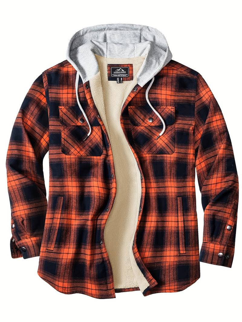 Plus Size Winter Coats For Women Plaid Shacket Jacket Women Fleece Full Zip Thermal Warm Hooded Outerwear With Pockets Red Xl