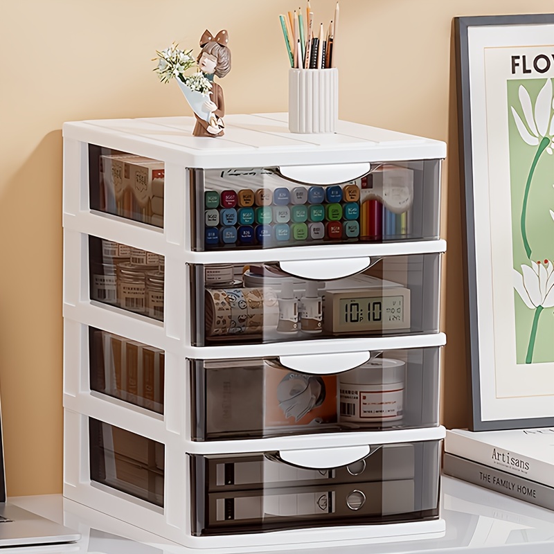 büro schreibtisch organizer - mehrschichtige schubladen aufbewahrungsbox, multifunktionaler transparenter aufbewahrungsschrank, stapelbar, platzsparend,   für schreibtisch sortierung aufbewahrung von schreibwaren, verschiedenen gegenständen,  
