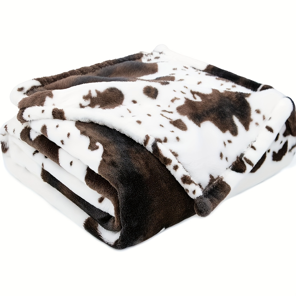 

1pc Soft And Warm Cow Print Blanket - Flannel Throw For - Daughters, Adults, Students, And Teens