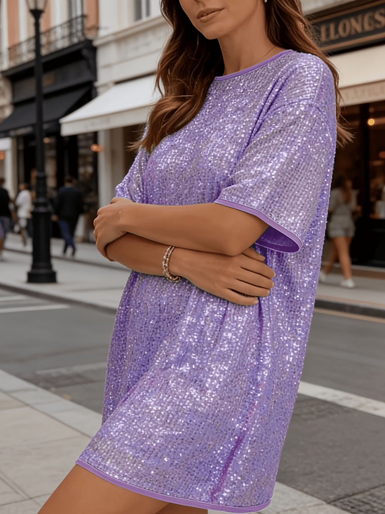 open lace back dress Verdusa Women's Oversized Jersey Sheer Mesh Mini Dress Half Sleeve V Neck T Shirt  Dress Silver Small at Amazon Women's Clothing store main image 1