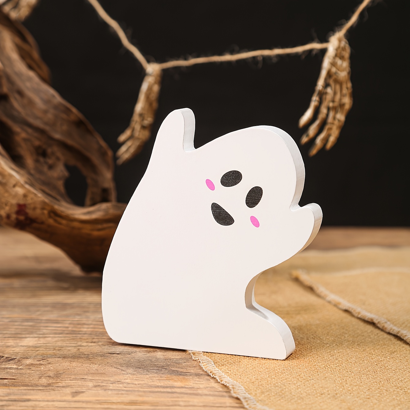 

1pc Cute Wooden Sign - Halloween Party Decor, 3d Spooky Tabletop Accent For Festive Atmosphere