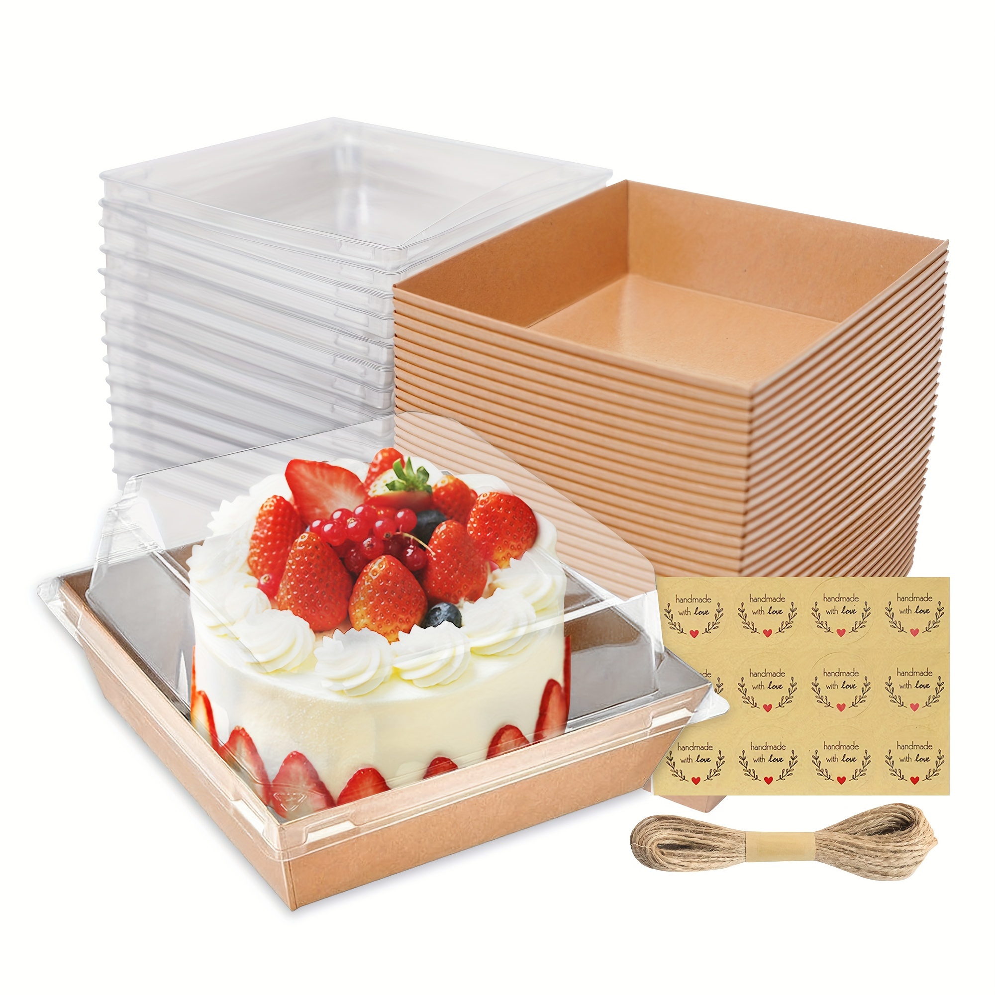 

Charcuterie Boxes With Clear Lids, Paper Mini Charcuterie Box, Disposable Food Containers, 5inch Kraft Bakery Boxes, Square Cake Box For Sandwich, Cookie, Hamburger, Cake , Strawberries