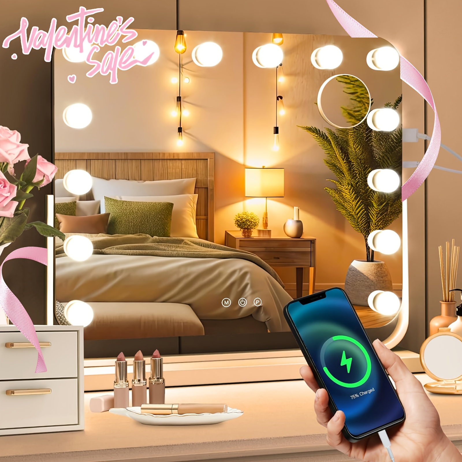 

Makeup Mirror With Light, 60x53 Cm Led Rotating Dressing Mirror, Illuminated Touch Console Mirror, Bedroom -color Makeup Mirror, Dressing Mirror