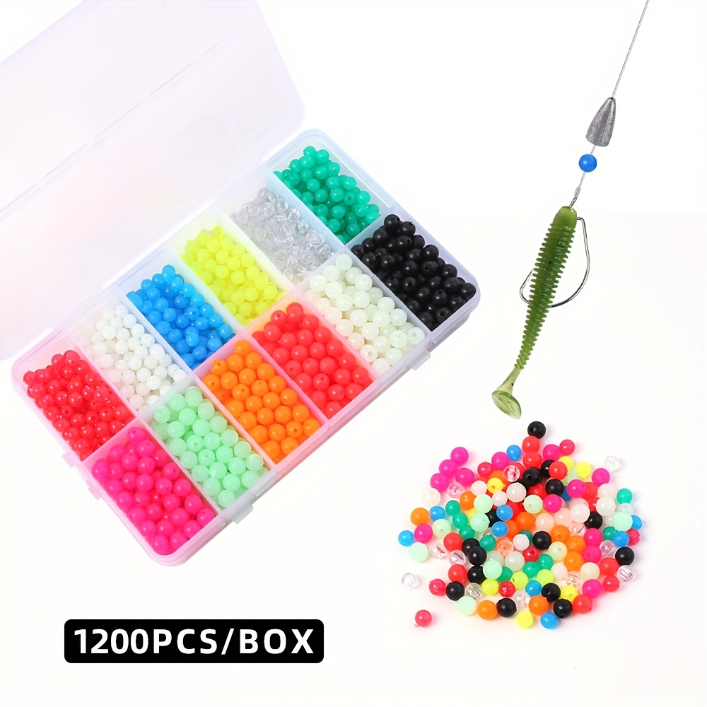 Image of 1200pcs Box Of Fishing Beads, -the-dark Colored Stoppers, Small Additions For Lure Fishing, Texas Rig Components