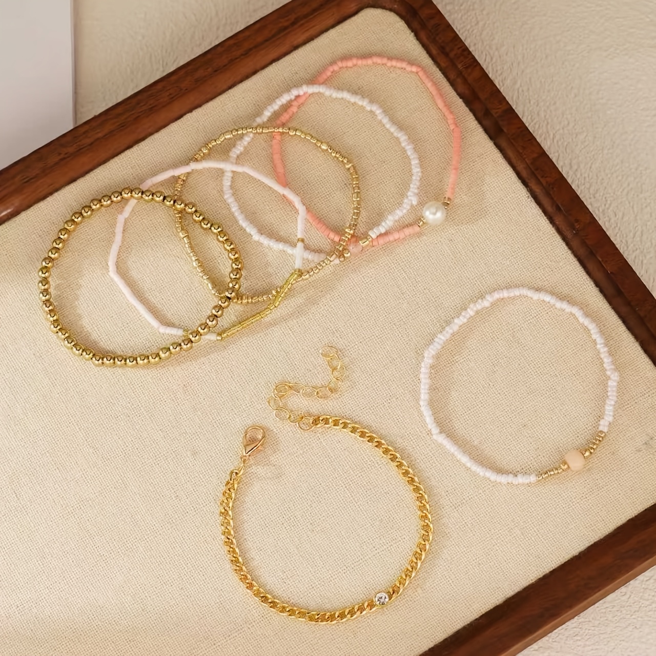 7pc Colorful Bohemian Beaded Bracelets Set for Vacations