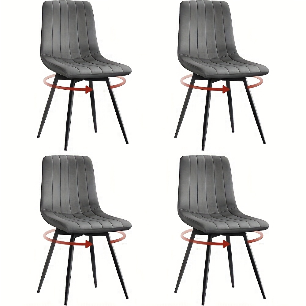 Image of 4pcs Swivel Chairs With Backrest - Soft Cushioning Velvet Rotating Office & Dining Chairs Suitable For Kitchen, Living Room, Bedroom - Swivel Stools