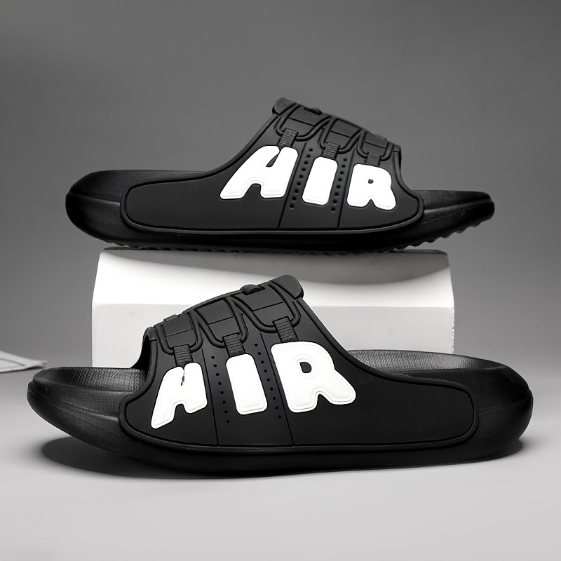 mens fashion slides with design universal fit cartoon solid color pvc upper eva sole insole slip on slippers for home casual outdoor details 4
