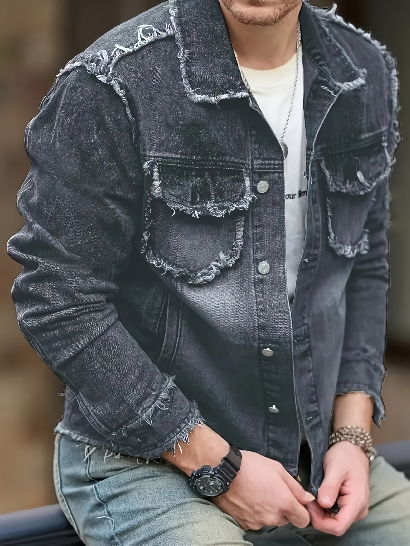 Balmain Denim Biker Jacket In Blue For Men