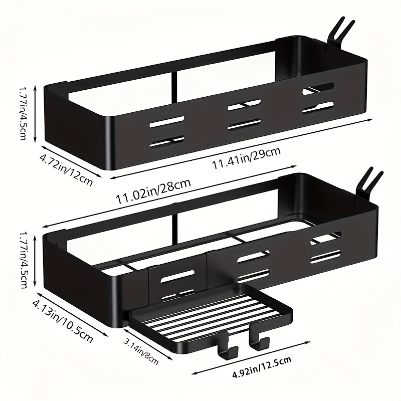 Image of Industrial Style Wall-mounted Bathroom Rack Set - Thickened Iron Hollow Storage Basket, Including Soap Holder And Toothbrush Hook, Strong Load-bearing Bathroom Kitchen Storage Organization
