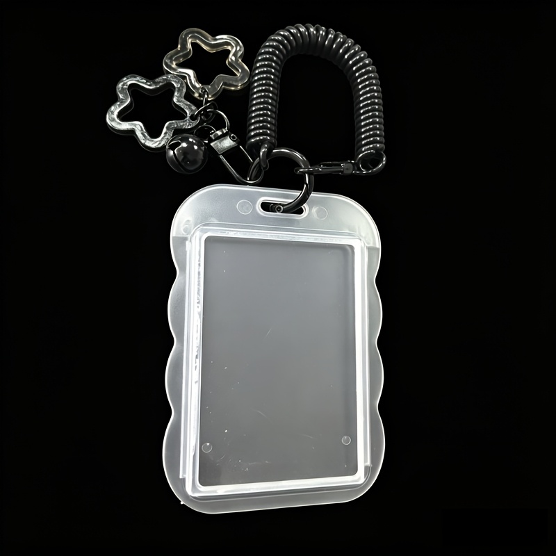 TEMU 1 Set Of Retractable Acrylic Card Holder With Keychain And Star Pendant, Durable Id Card Sleeve, Portable Bus/campus Id And Credit Card Holder