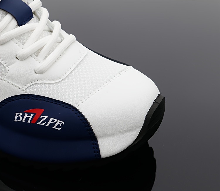Tenis para correr para hombre con malla transpirable, ligeros y cómodos, suela de PVC antideslizante, diseño en azul marino y blanco, cierre de agujetas, ideales para uso casual y deportivo, zapatos para correr en verano, tenis modernos, suela de PVC duradera