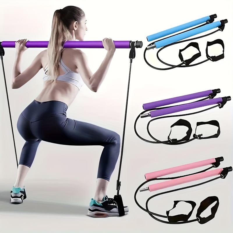 Resistance Band Portable Pilates Bar Rope Pole Barbell Pull Up Exercise  Yoga Gym Workout Body Shaping Fitness Equipment, Sports Equipment, Exercise  & Fitness, Toning & Stretching Accessories on Carousell