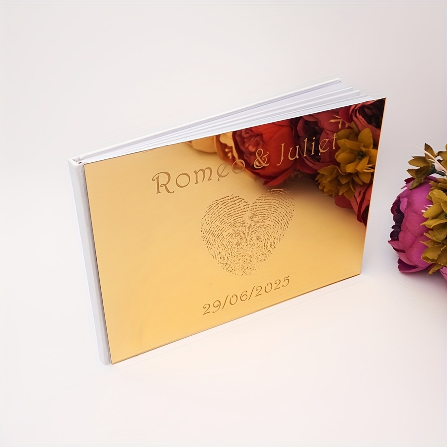 TEMU 'or de mariage alternative avec motif de cœur, livre de signature personnalisé pour réception