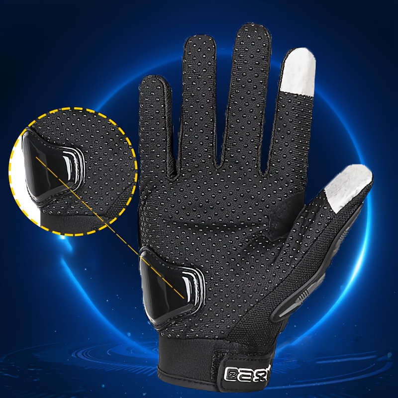 1 Pair Spring/Summer Motorcycle Riding Gloves - Breathable Mesh & Durable Synthetic, Adjustable Hook & Loop Closure, Ergonomic Design for Enhanced Grip & Comfort, with Accents, Motorcycle Riding Gear, Outdoor Sports Gloves, Sleek Glove Design