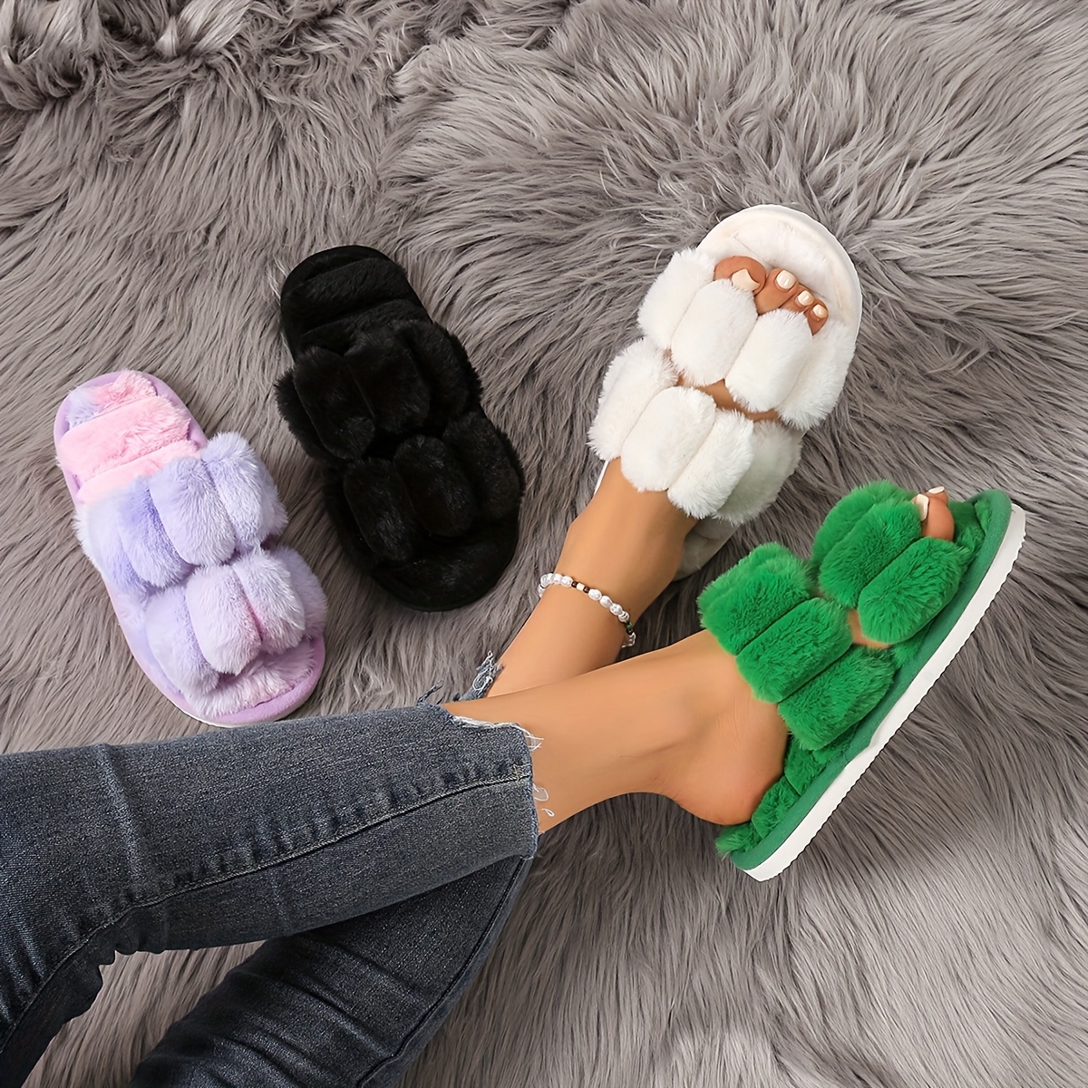 the seasonal womens home shoes         purple and     are made of soft plush that wraps around your feet women shoes