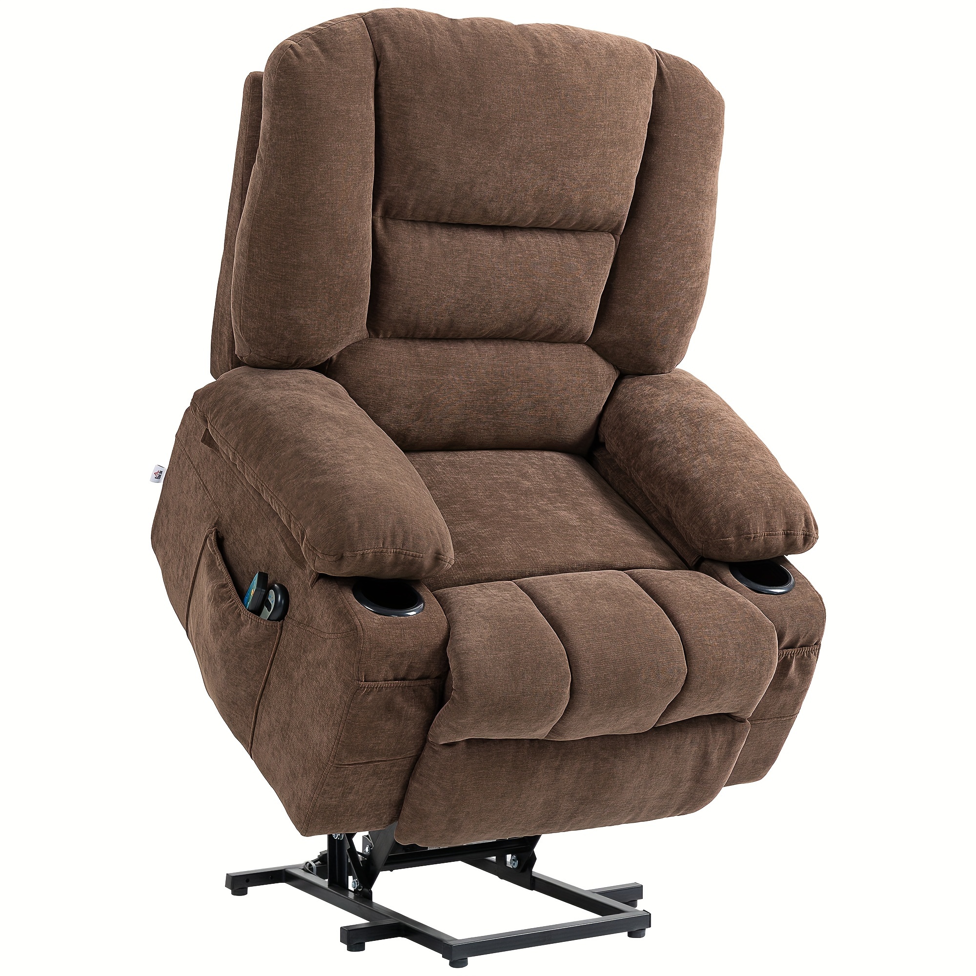 

Homcom Recliner Chair Sofa With Vibration Massage And Heat, Fabric Lift Chair For Elderly, Massage Recliner Chair With Remote Control, Side Pockets, Quick Assembly, Brown