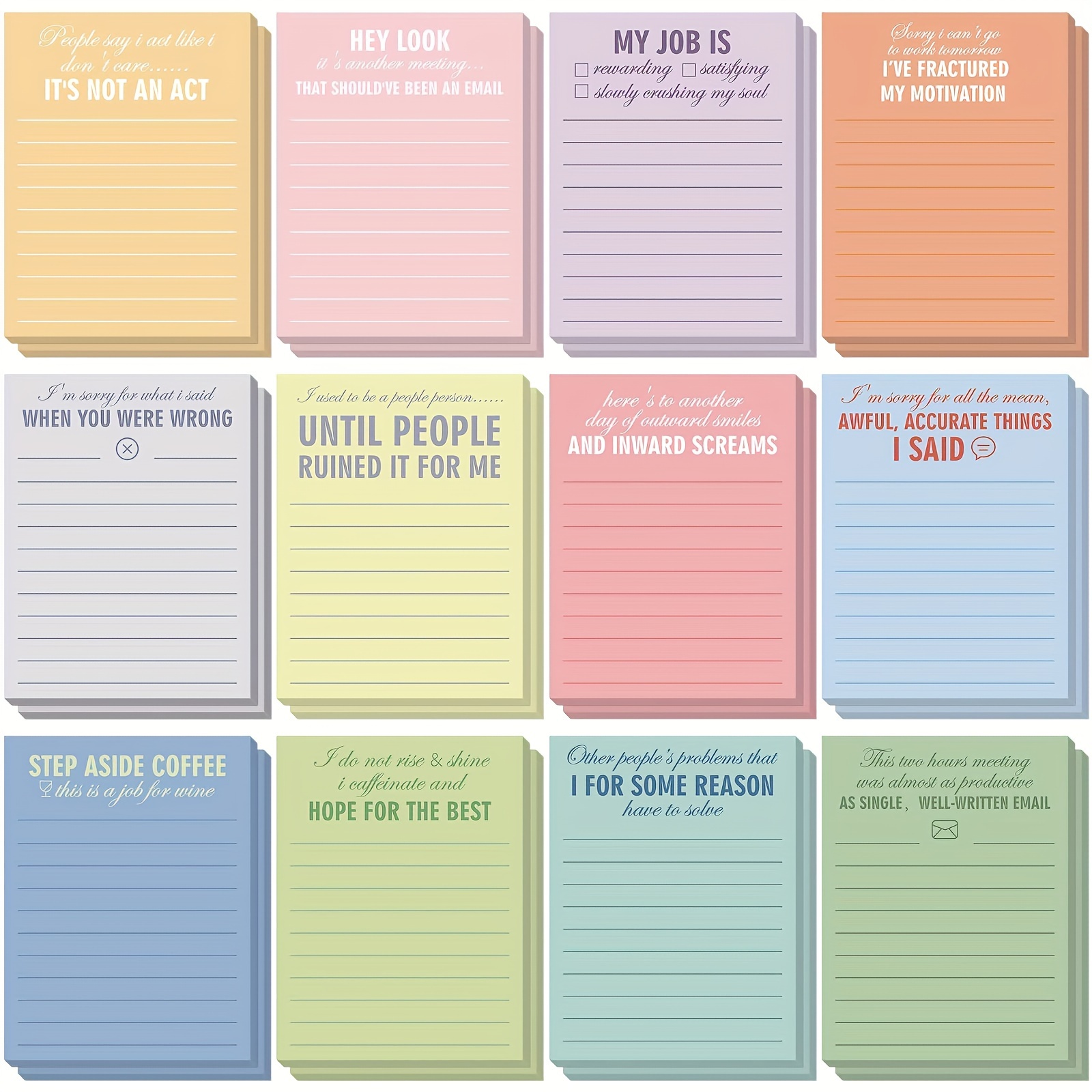 

2pcs Humorous Sticky Note Pads - Assorted Quotes For To-do Lists & Office Organization, 3x3.93 Inches Note Pads For Work Office Sticky Notes