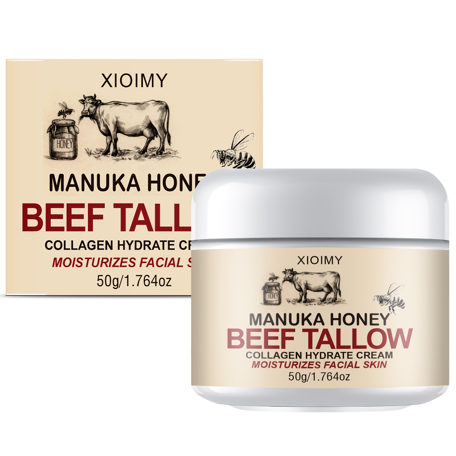 Image of 50g Natural Facial Moisturizing Cream, Moisturizes And Makes Facial Skin Smoother, More Hydrated, And Delicate. Cow, , Facial Moisturizing Care, Suitable For Types