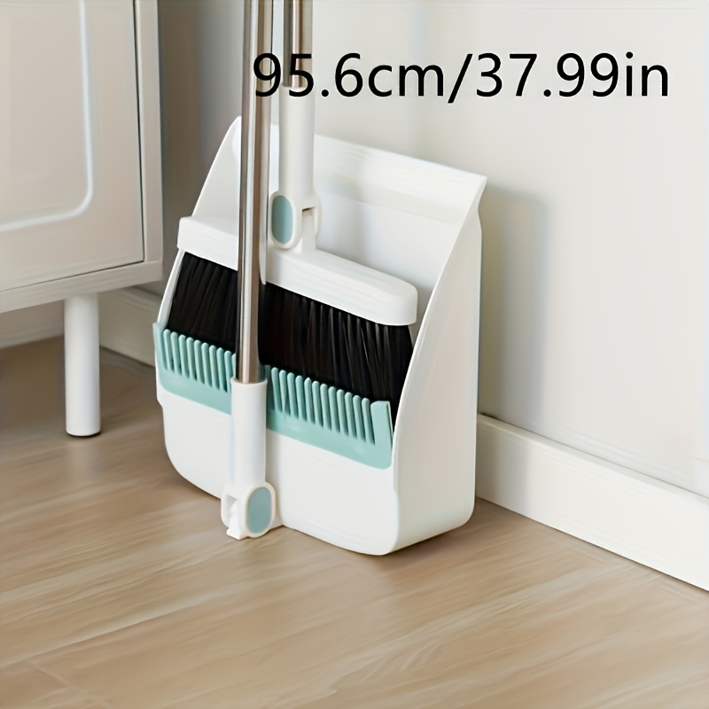 TEMU Self-cleaning Broom And Dustpan Set With Rotating Bristles, Hair Resistant, Suitable For Hard Floors In Living Room And Bedroom, Cleans Corners,