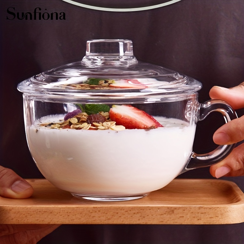 sunfiona 2 large glass bowls pasta featuring a lid handle - Temu Mauritius