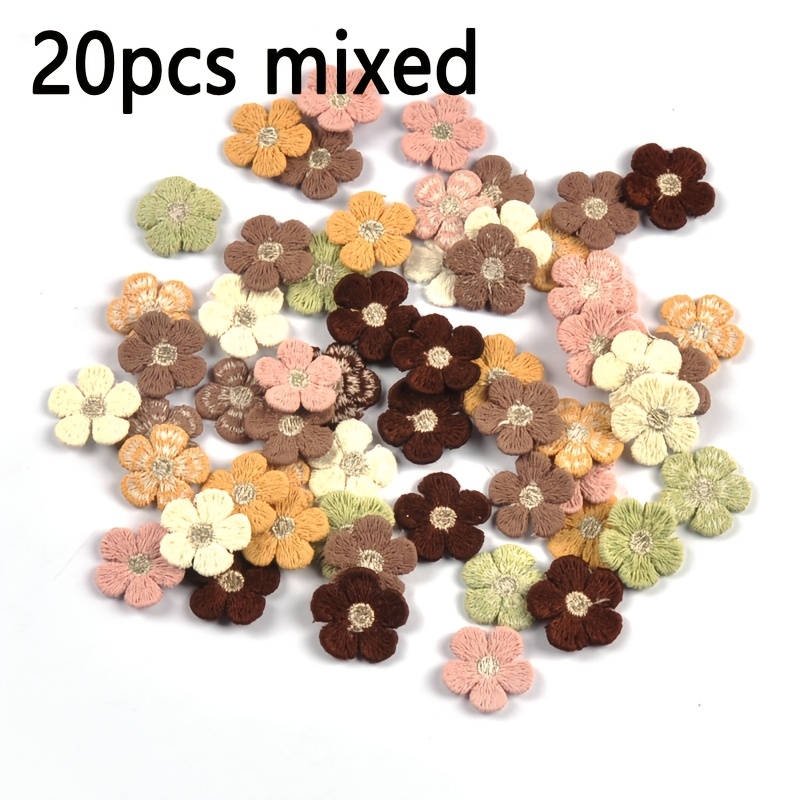 TEMU 20pcs 2.1cm Multicolor Mini Flower Lace Trim Fabric Scraps For Hand Sewing Clothing Hats Scarves And Other Additions, No Adhesive Backing