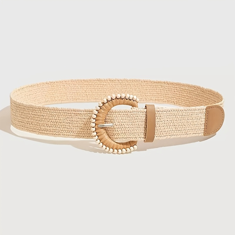 TEMU Cintura da donna in stile boho con vita , texture unica con accenti di perline bianche, perfetta per outfit estivi casual e da viaggio