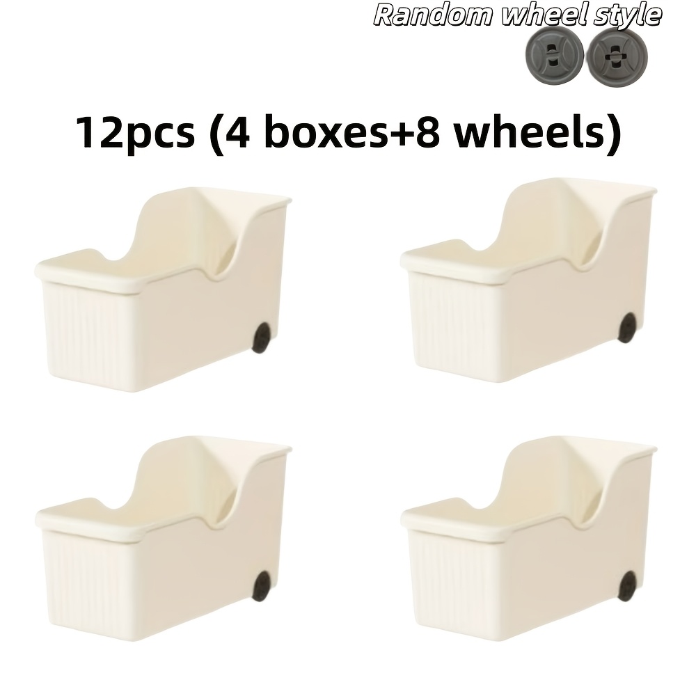 12pcs Multipurpose Kitchen Storage Box Set With Wheels 8 Wheels Random Wheel Style Organizer For Pots Lids Spices Under Sink Cabinet