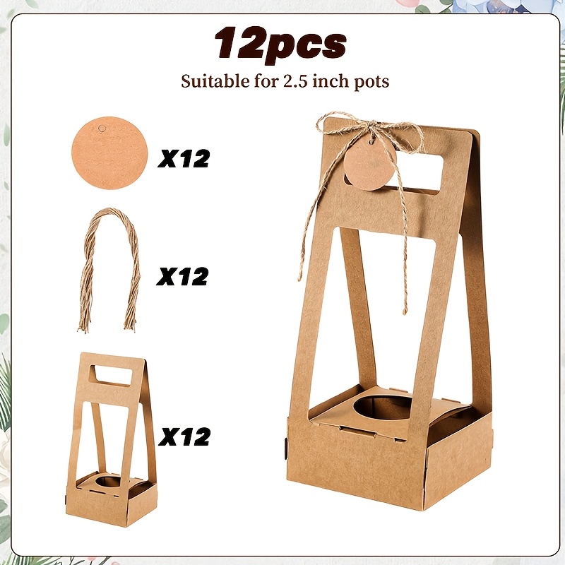 TEMU Cajas de Regalo Rellenables para Plantas Suculentas de 8-12 piezas, Empaque Portátil de Mini Macetas, con Cuerda y Tarjeta, Ideal para Envolver