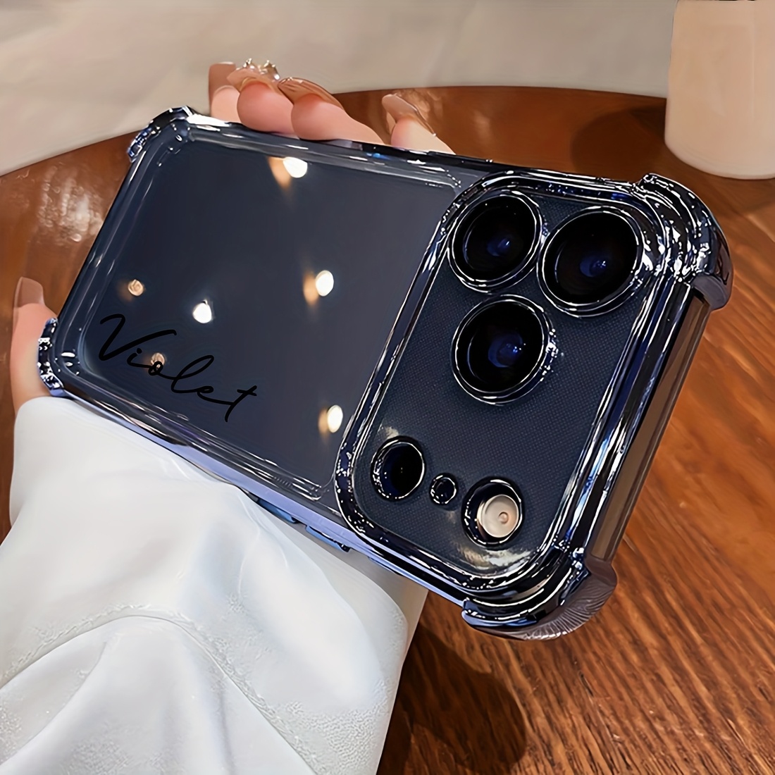 TEMU Phone Case: Customized Name Transparent Phone Case Electroplate Compatible With Iphone 17 16 15 14 13 12 11 Pro Max Luxury Plating Acrylic Lens