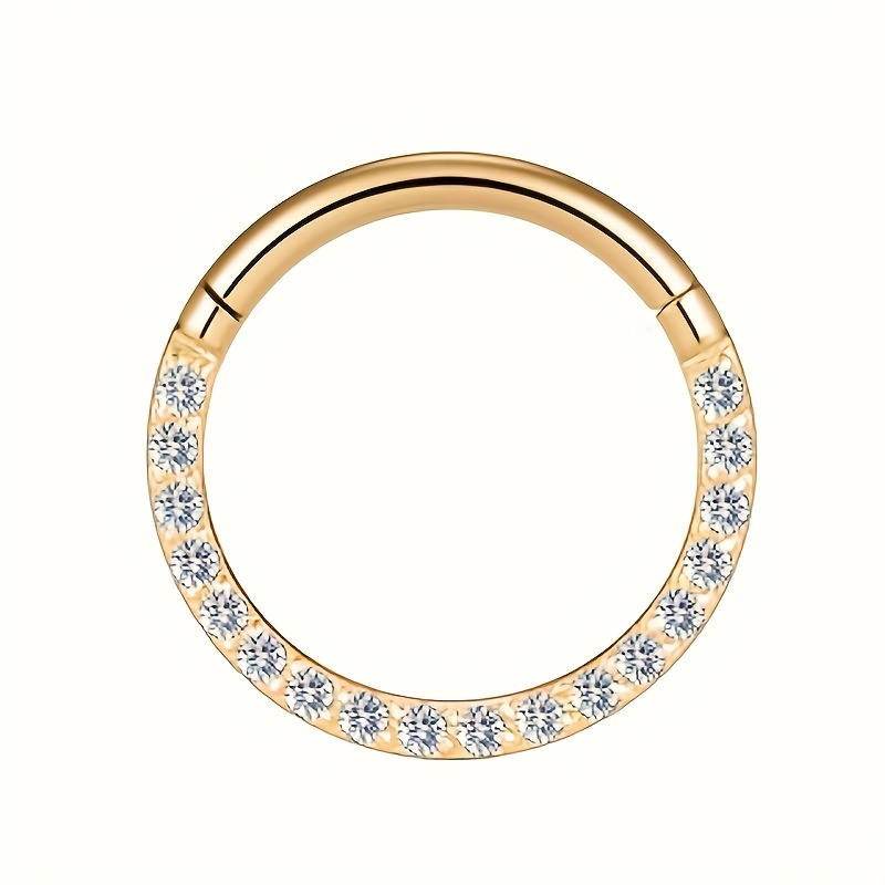 16G Stainless Steel Embedded Zirconia Seamless Nose Ring