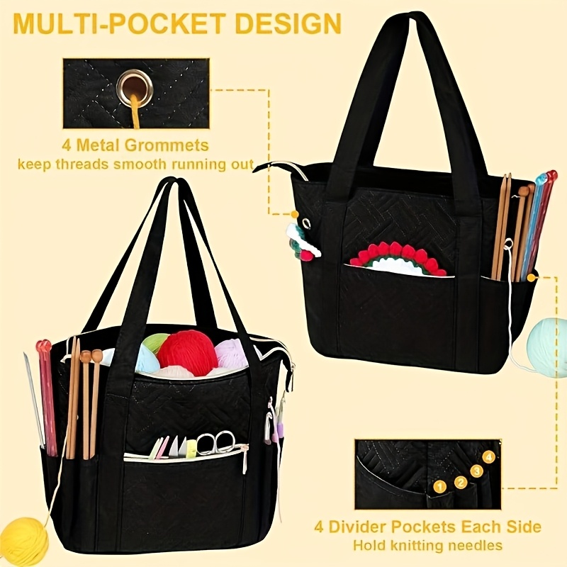 LeCorner Garntasche, Kleine Häkeltasche, Organizer, Kordelzug, Garnaufbewahrung, Stricktaschen, Tragbarer Mini-Garnhalter Für Häkelprojekte, Zum