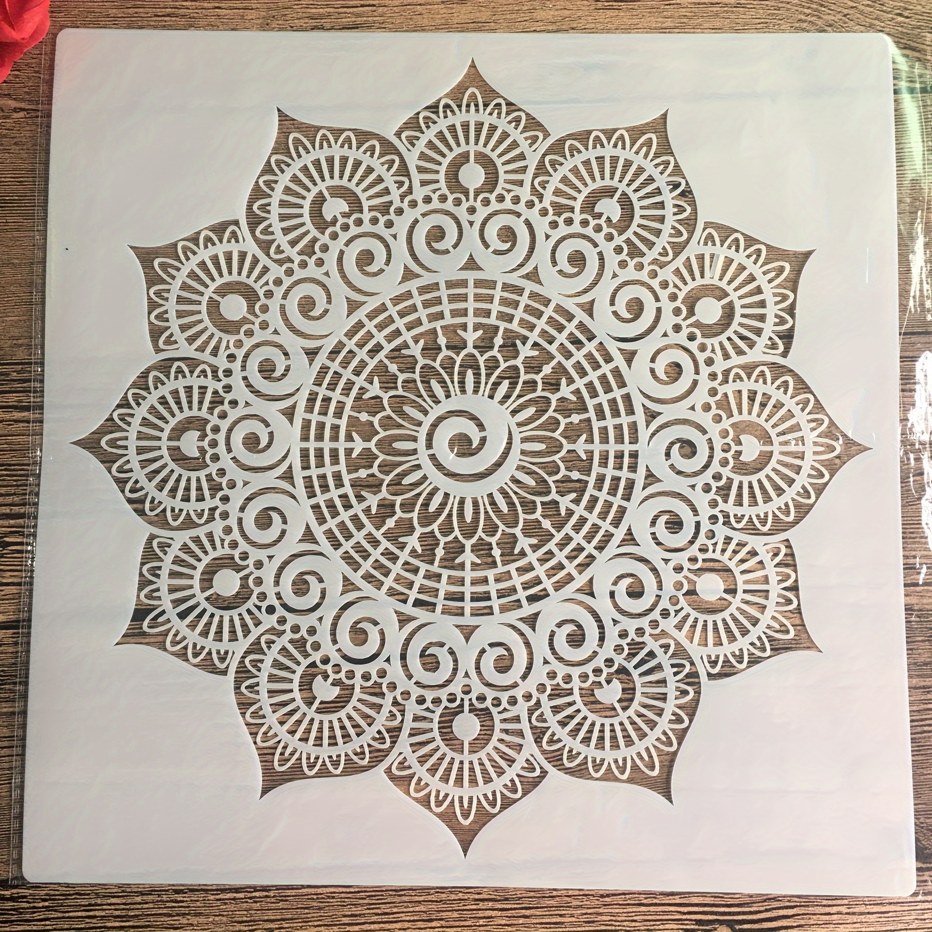 

Diy Mandala Stencil 12x12" - Reusable Plastic Craft Template For Wood, Fabric, Walls & Scrapbooking By Penhuamoban