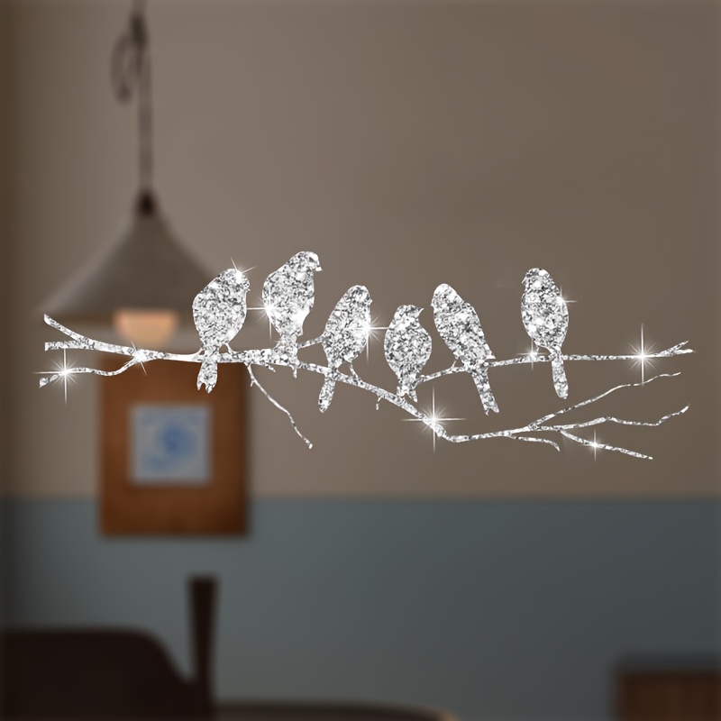 Creative Bird Stickers, Decorating Home Walls, Bedroom Doors, Glass Windows, Makeup Mirrors, Washing Machines, Etc. Home Decoration Stickers, Sparkling Vinyl Material