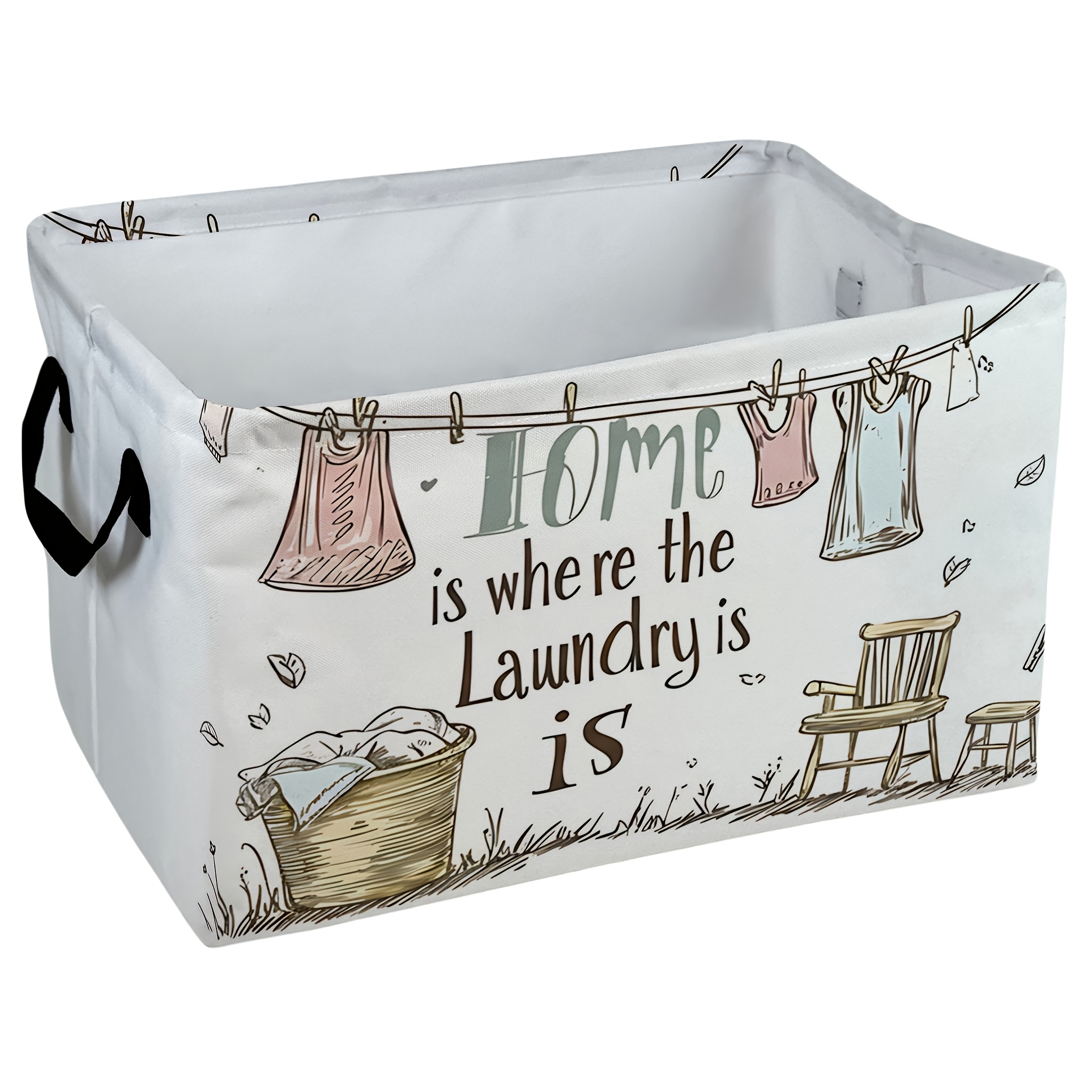 TEMU 1pc,dokriycute Laundry Basket For Laundry Rooms, Rectangular Foldable Laundry Basket,handle Lightweight Sturdy Large Capacity And Clothing