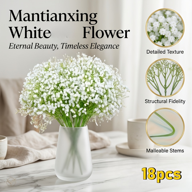 Image of 18 Bunches Of 540 Artificial Breath Flowers | Ideal For Weddings, Engagements, Home Decor, Hotels, Projects, Parties, Suitable For Indoor And Outdoor Spring/summer Events