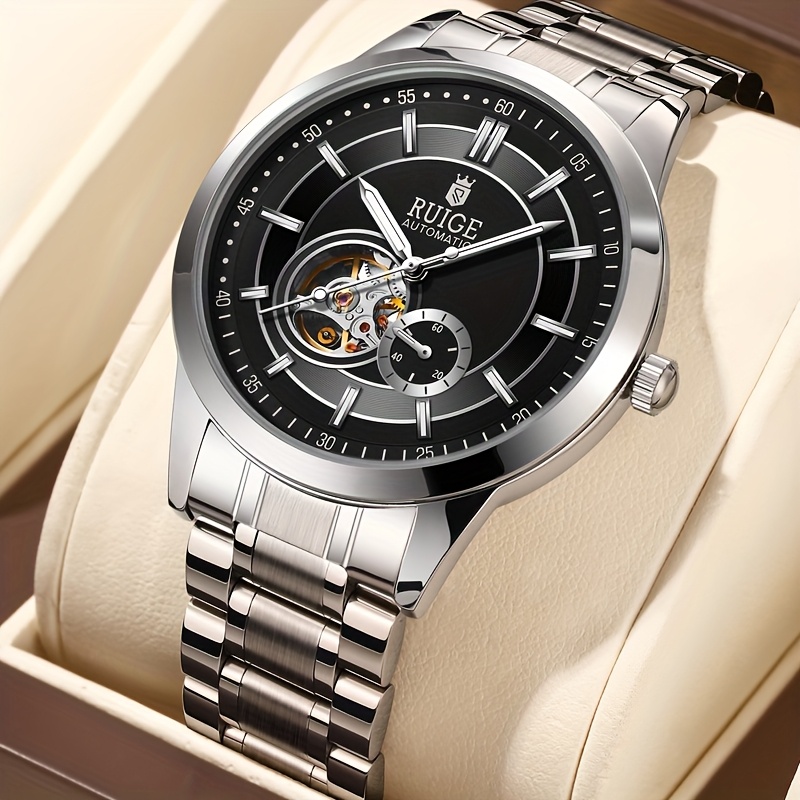 Image of Ruige Men's Business Automatic Mechanical Watch Stainless Fashion Large Dial Sports Men's Gift Wristwatch