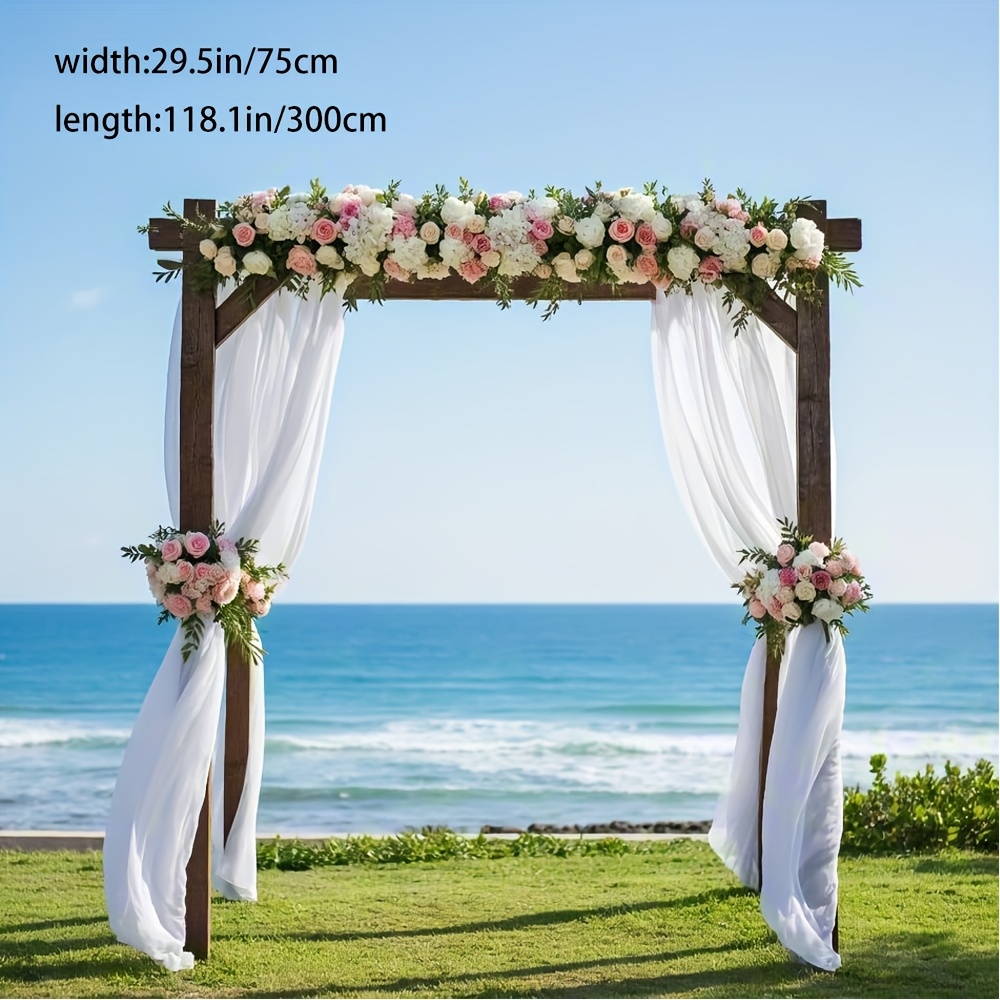 E-shop 1 Stück Weißer Tischläufer, Hochzeitsbogen-Drapierstoff, 29,5 Zoll * 118 Zoll, Transparenter Chiffon-Bogendrapier für Fotobox, Brautdusche,